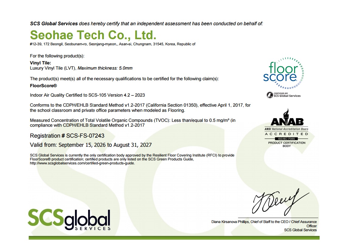 Certificate: FloorScore